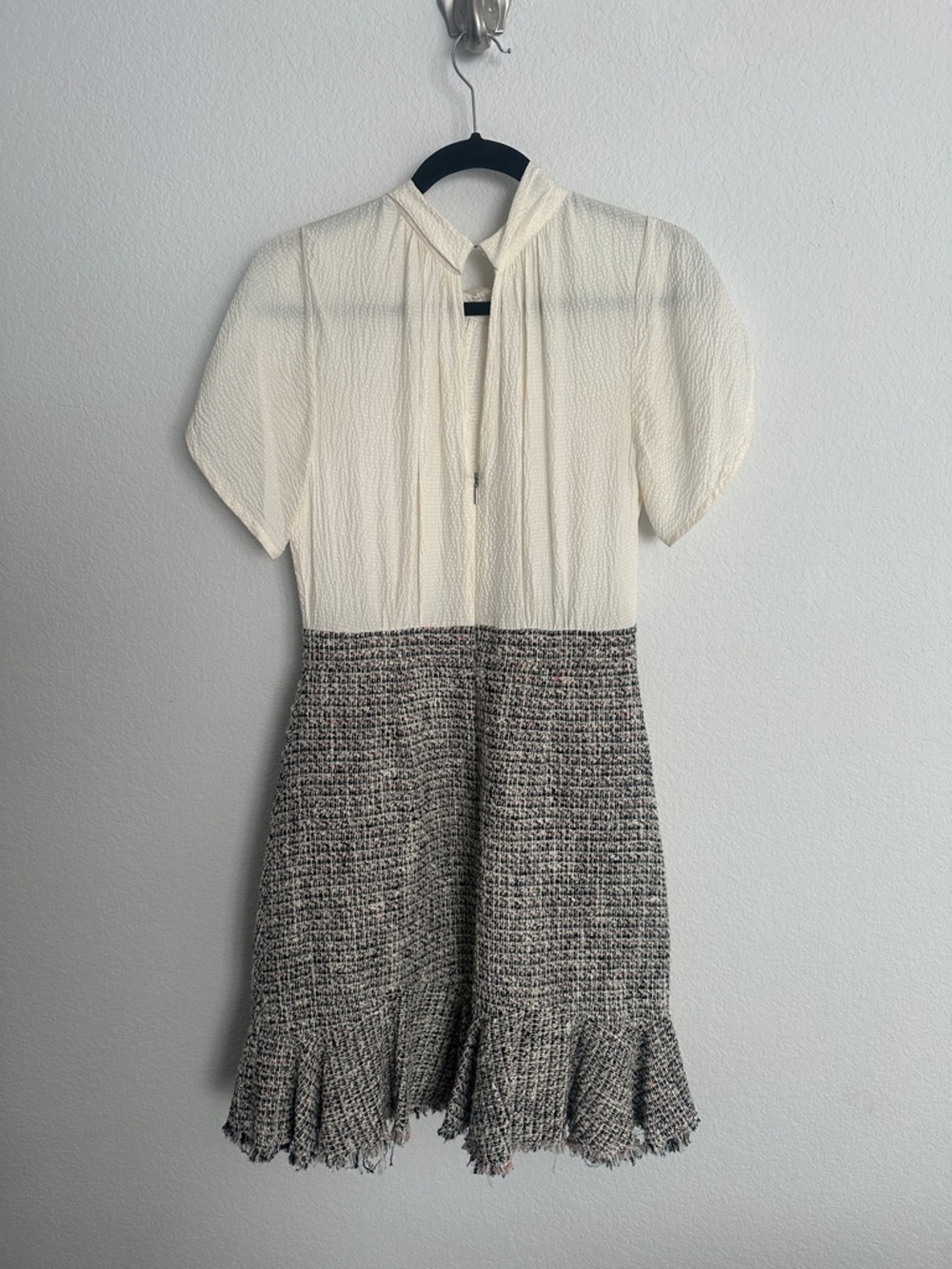 Rebecca Taylor petal sleeve silk and Tweed dress 4 - Picture 10 of 11